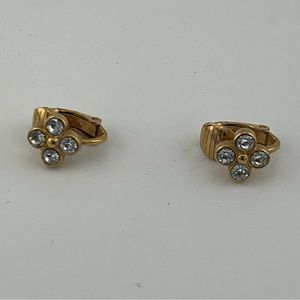 4/$15 gold tone clip-on earrings with clear stone